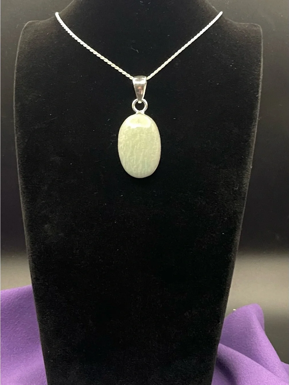 Exceptional .925 SS Amazonite handcrafted oval cabachon pendant  10.75 g 30x20mm